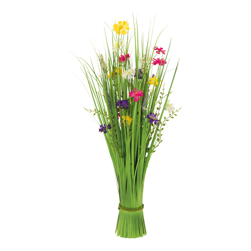 Bundle of grass with spring flowers, 70cm Ø30cm out of plastic/artificial silk