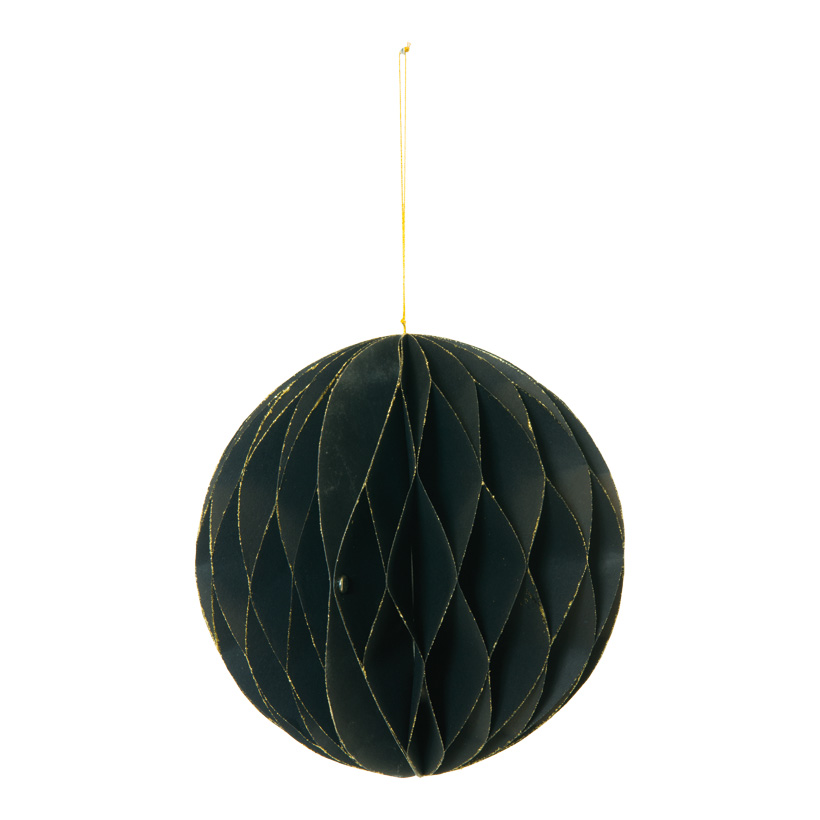 Wabenkugel, 20cm faltbar, mit Hänger, aus Papier, mit gold glitzernden Rändern, mit Magnetverschluss