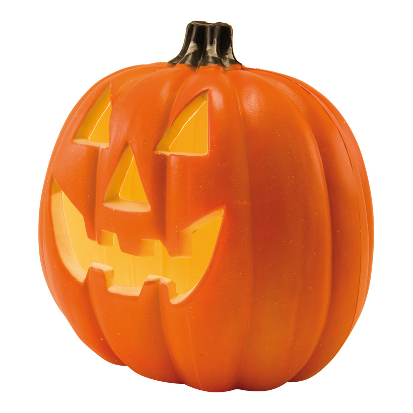 Pumpkin with face, 30x30cm out of plastic, with white interior light, 2x AA required