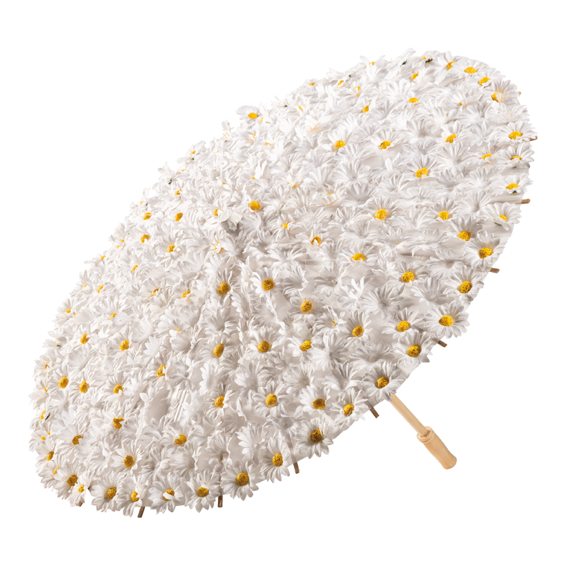 Schirm mit Margeriten, Ø 60cm aus Bambus/Papier/Kunstseide