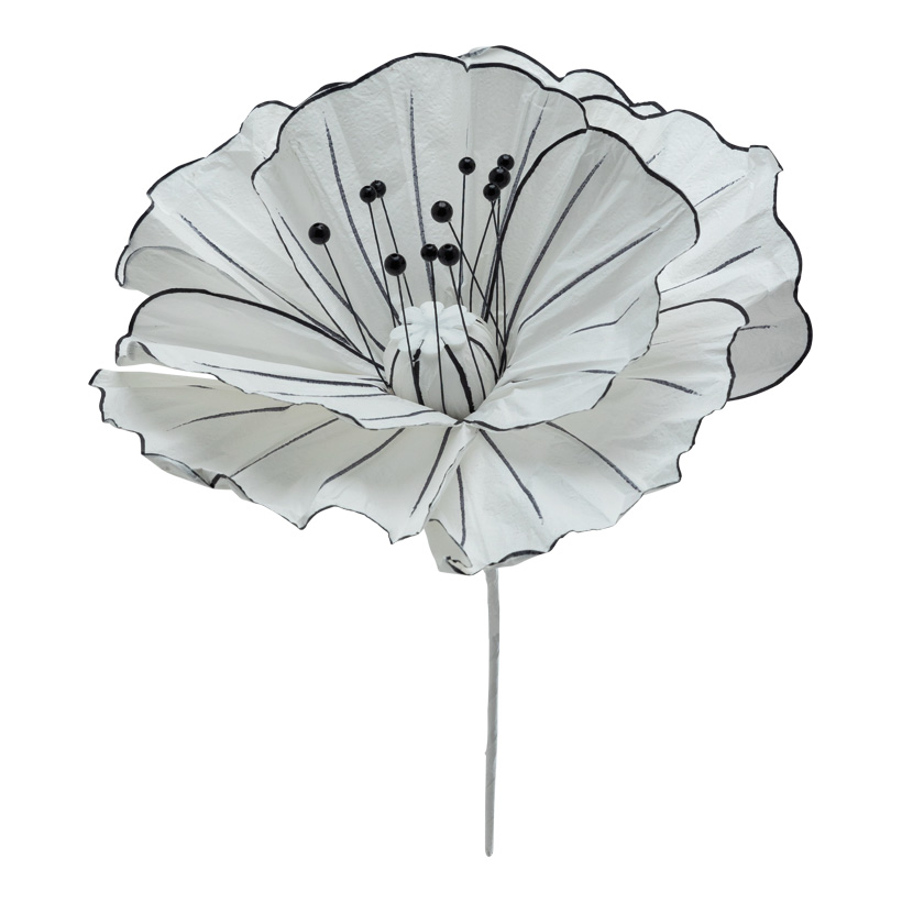 Fleur, Ø30cm Stiel: 24cm, en papier, avec tige courte, flexible