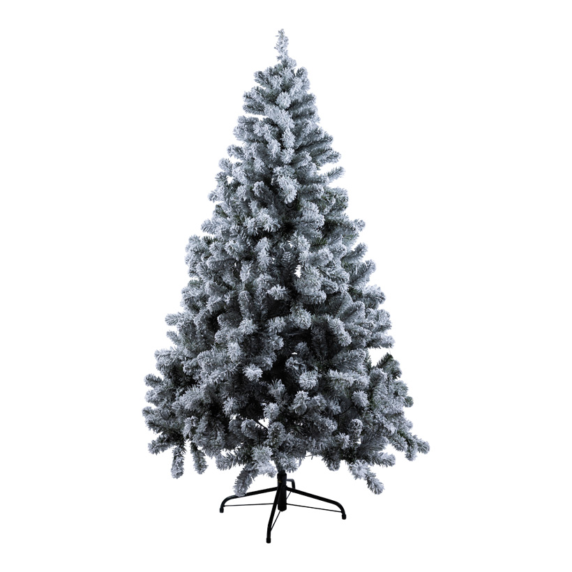 Sapin noble, 180cm Ø 105cm avec 350 LED blanc chaud, 520 tips, en plastique enneigée, avec support métallique