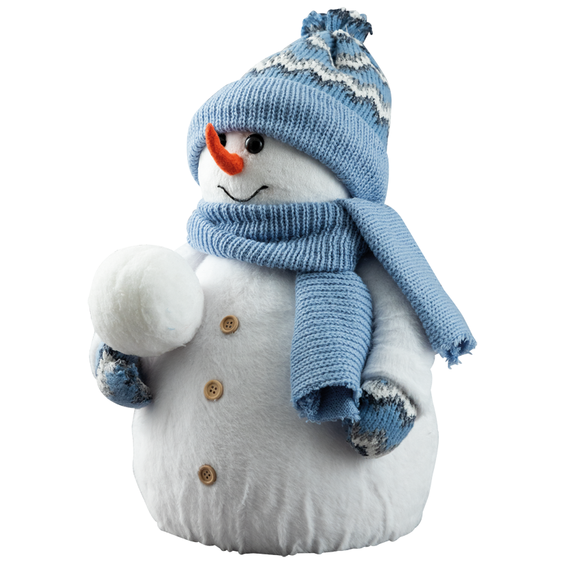Schneemann, 45x28x24cm aus Styropor mit Stoffüberzug, mit Schneeball