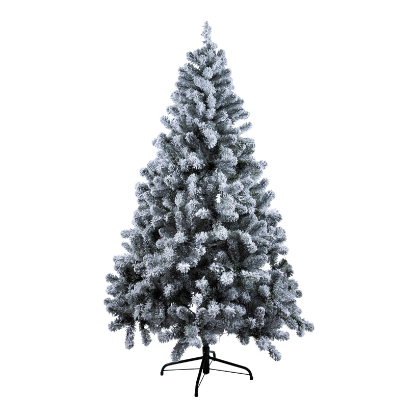 Sapin noble, 210cm Ø 125cm avec 500 LED blanc chaud, 860 tips, en plastique enneigée, avec support métallique