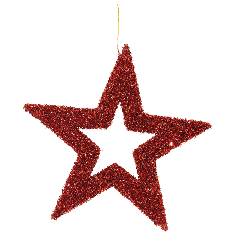 Star contour, Ø 28cm out of styrofoam, with tinsel glitter