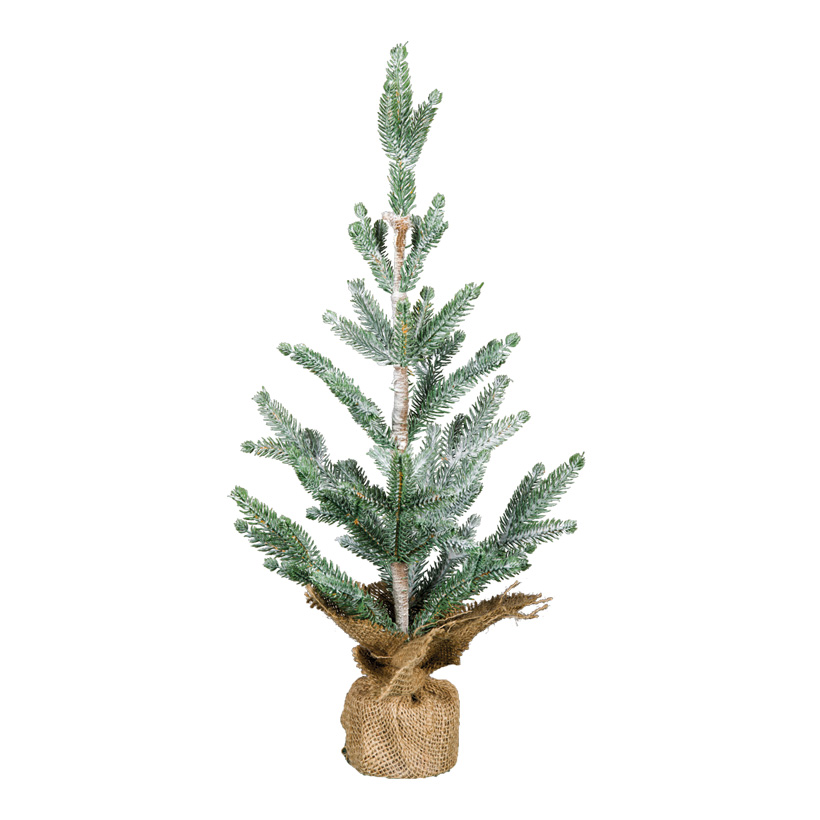 Sapin de Noël, 50cm enneigé, dans le sac de jute, 100% tips PE