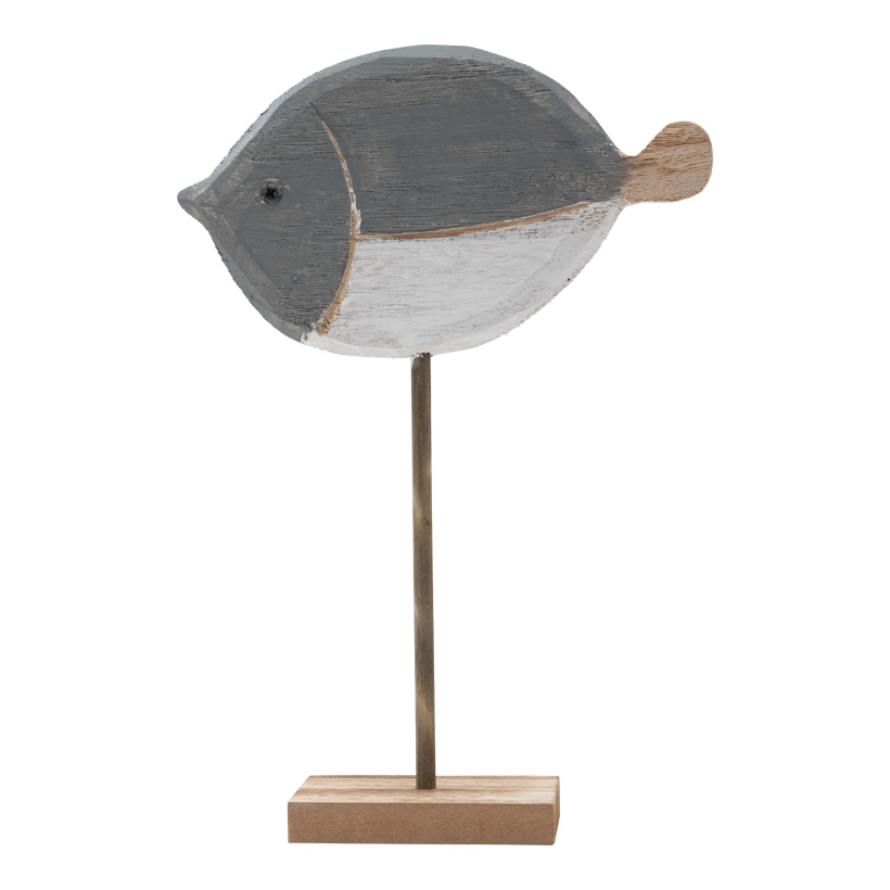 Fische auf Bodenplatte, 31x21cm Fuß: 10x7x1cm 2-teilig, aus Holz einseitig