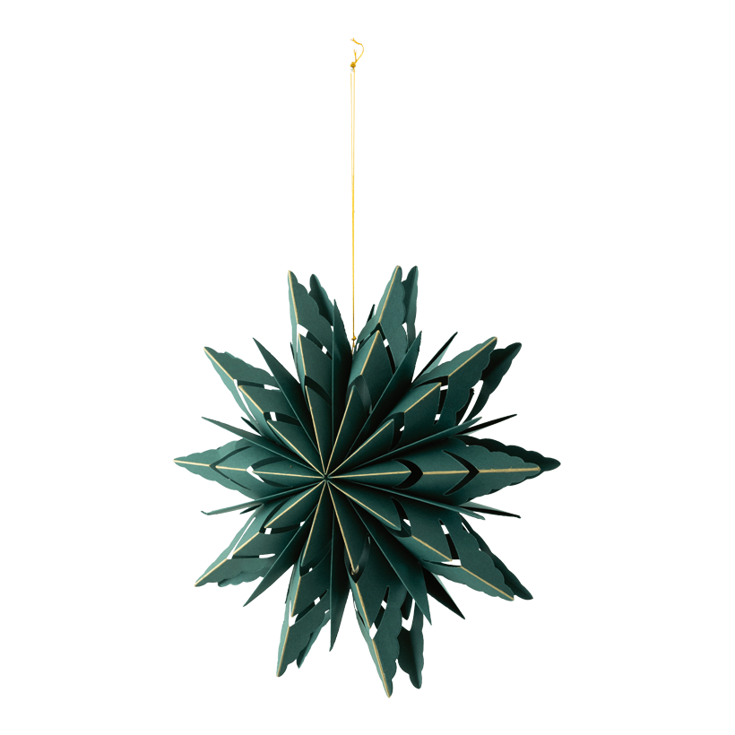 Foldable star, ⌀ 30cm 10-pointed, out of paper, with magnetic clasp, with gold edges