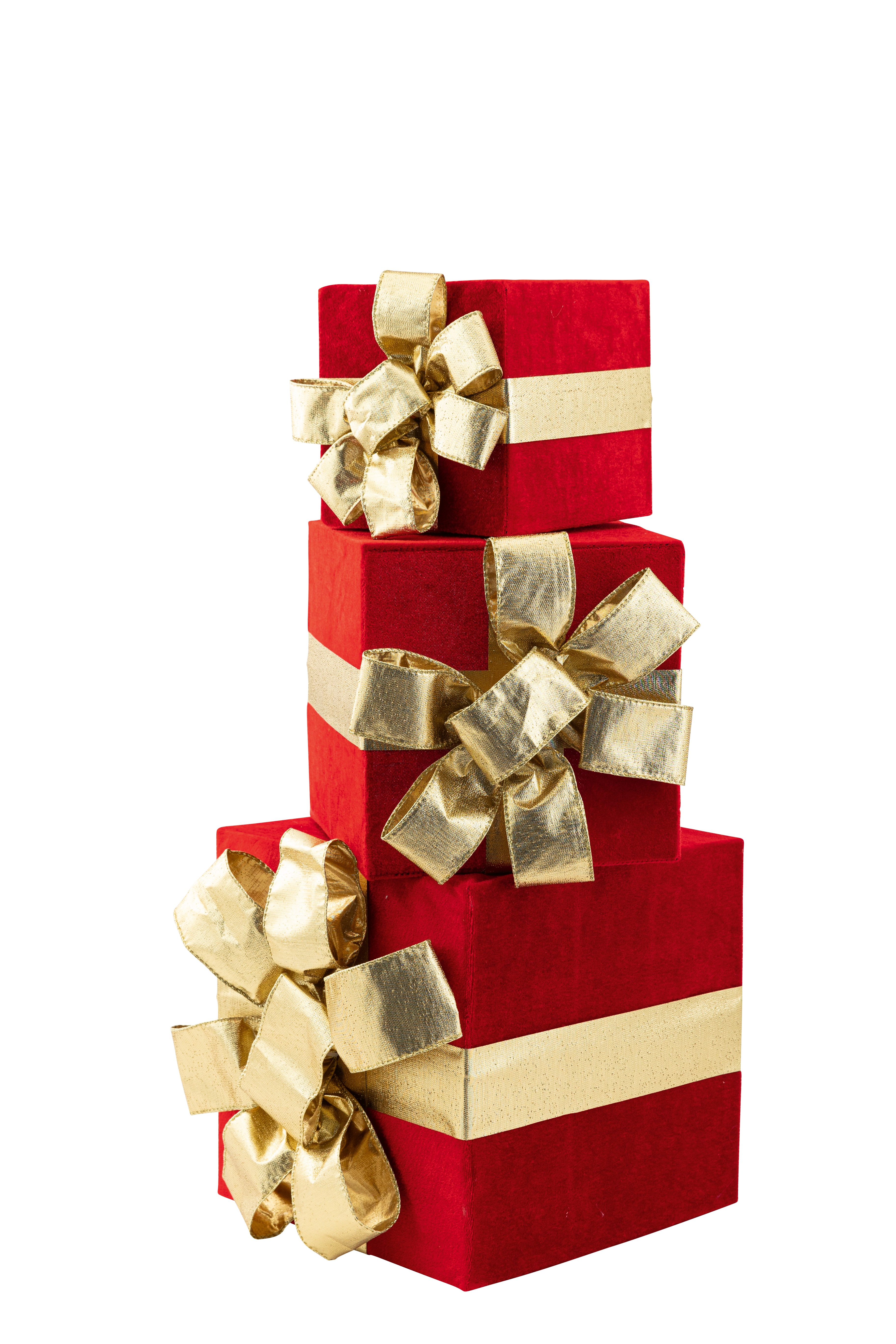 Paquets cadeaux, 25x25x28cm, 20x20x26cm, 15,5x15,5x18cm set de 3, en velours, s'emboîtent les uns dans les autres