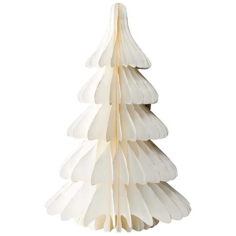 Christmas tree, foldable, 60cm Ø 40cm out of paper, freestanding, with golden glitter edges