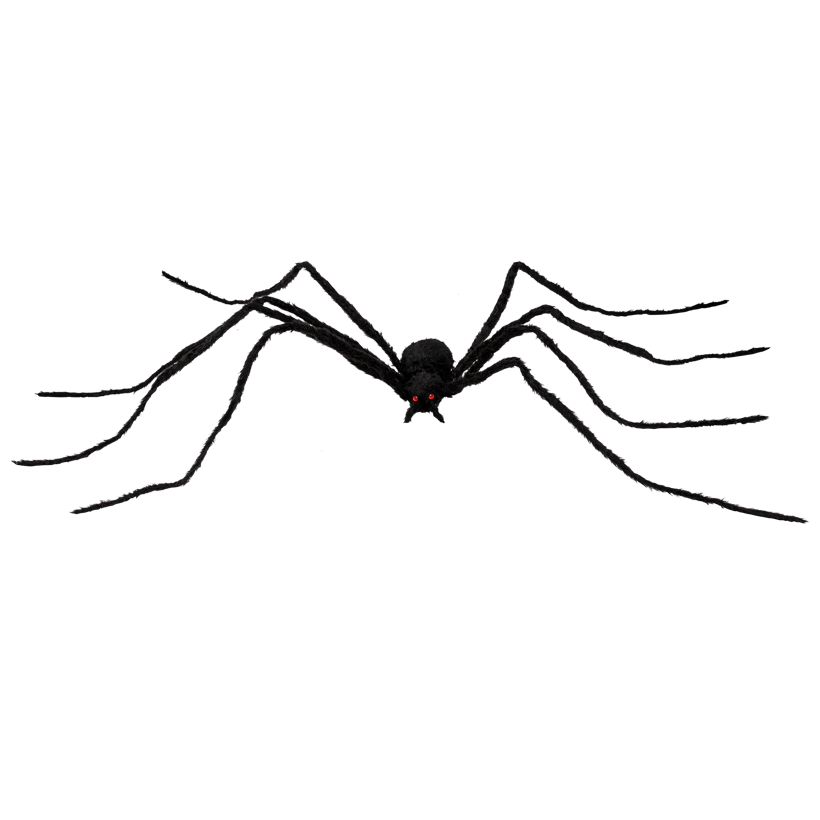 Spider, bendable, 150x37cm out of styrofoam and fabric eyes blink red, requires 3x LR44 AG13 batteries
