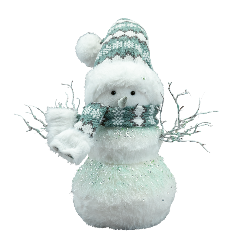 Schneemann, 35x30x15cm aus Styropor/Stoff, Mütze biegsam