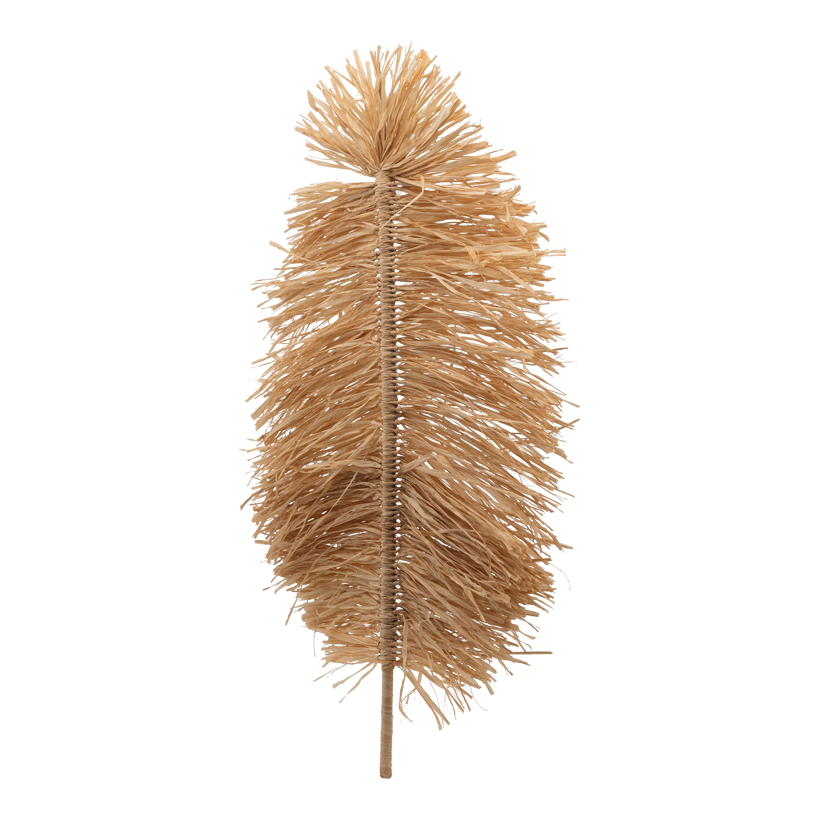 Raffia leaf, 90x52x2cm Stiel: 15cm out of natural material, flat