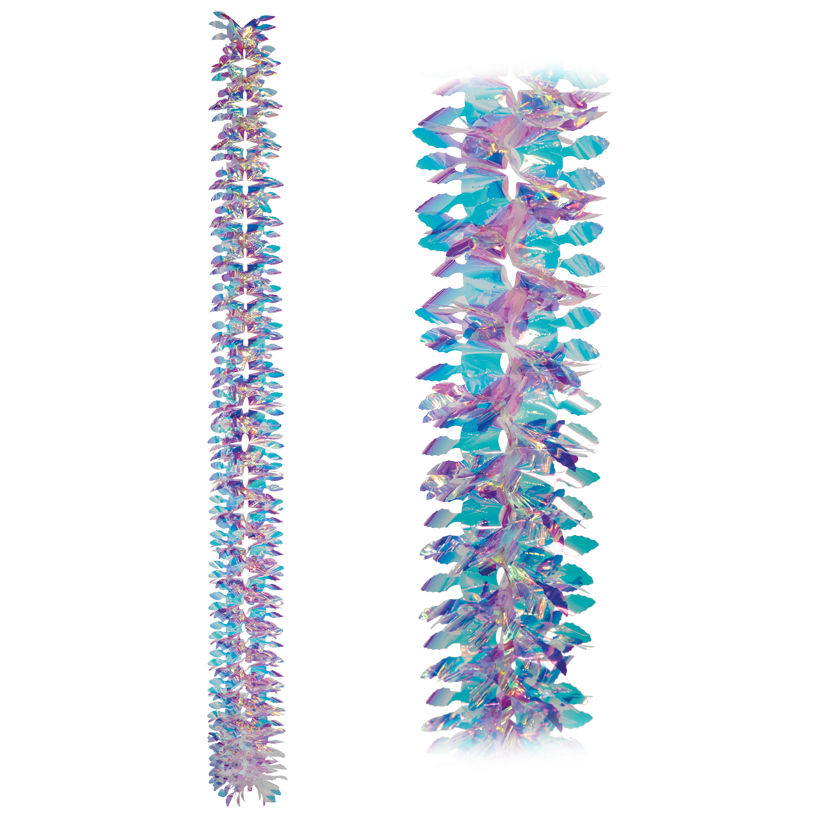 Foil garland, 180cm Ø 15cm holographic, foldable