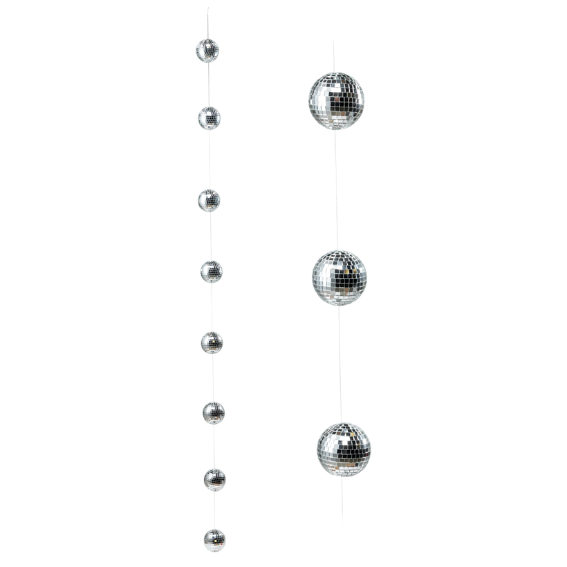 Mirror ball garland, 180cm out of styrofoam and mirror tiles, with 8 balls in Ø 8cm