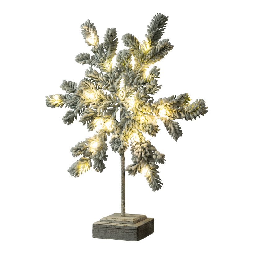 Schneeflocke, 53x12x46cm Holzfuß: 12x12x4cm beflockt, Batteriebetrieben 3AA, (nicht inkl.)