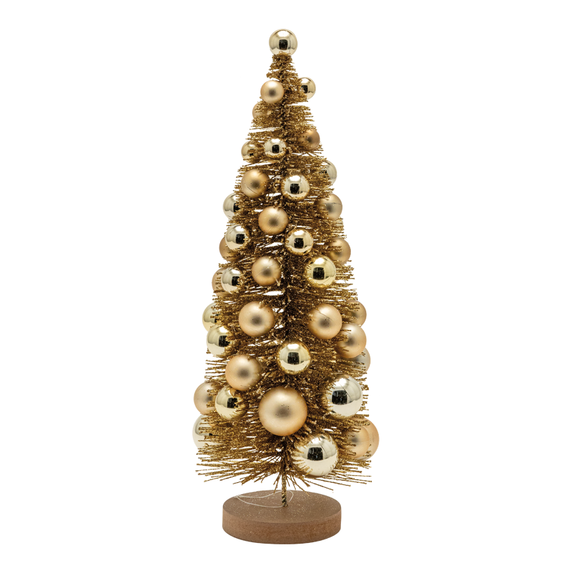 Tannenbaum mit Weihnachtskugeln, 42cm Standfuß: Ø 10cm aus Kunststoff, beglittert