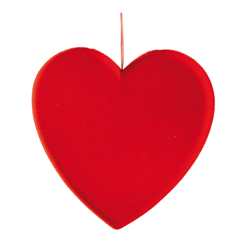 Heart, 38x37cm out of styrofoam, flat, flocked, with hanger