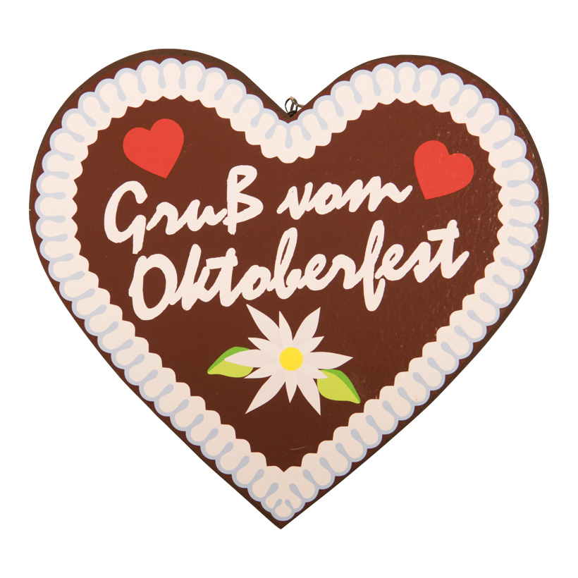 Gingerbread heart ''Gruß vom Oktoberfest" , 33x30x4cm out of styrofoam, double-sided, with suspension eye