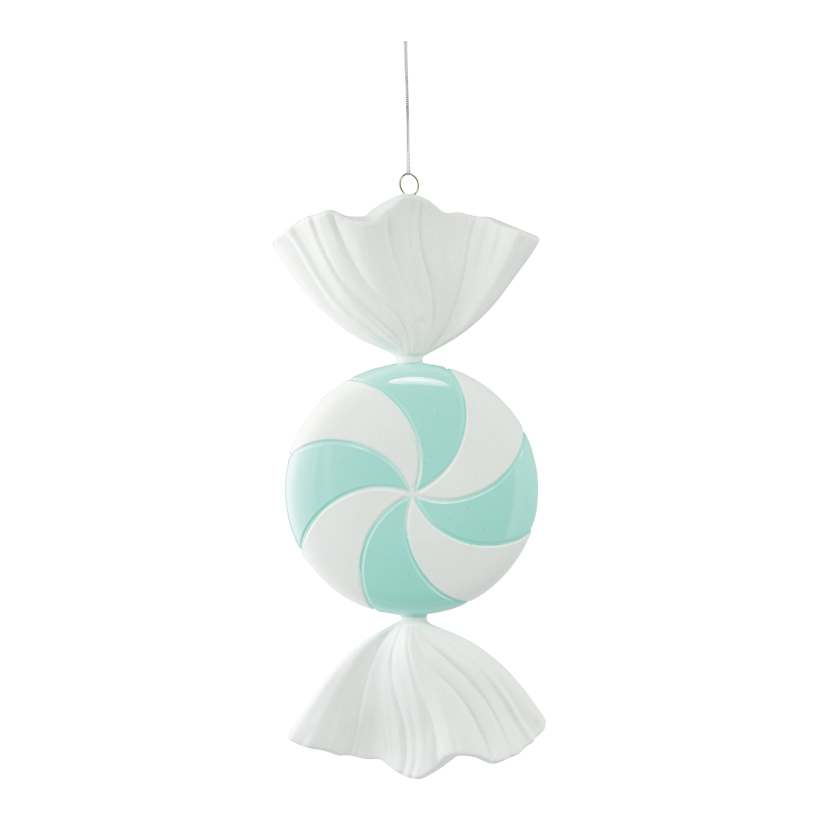 Bonbon, 45cm Ø 20cm aus Kunststoff, rund, beglittert, mit Hänger
