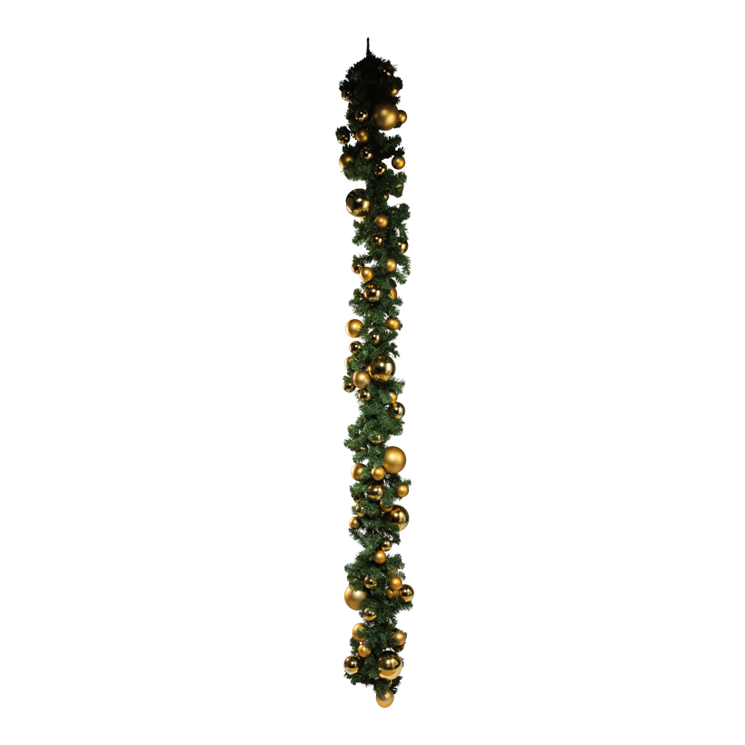 Noble fir garland, 180x30cm 200 tips, total 48 balls: 6x⌀ 10cm, 12x⌀ 8cm, 5x⌀ 7cm, 14x⌀ 6cm und 11x⌀ 5cm matt/shiny