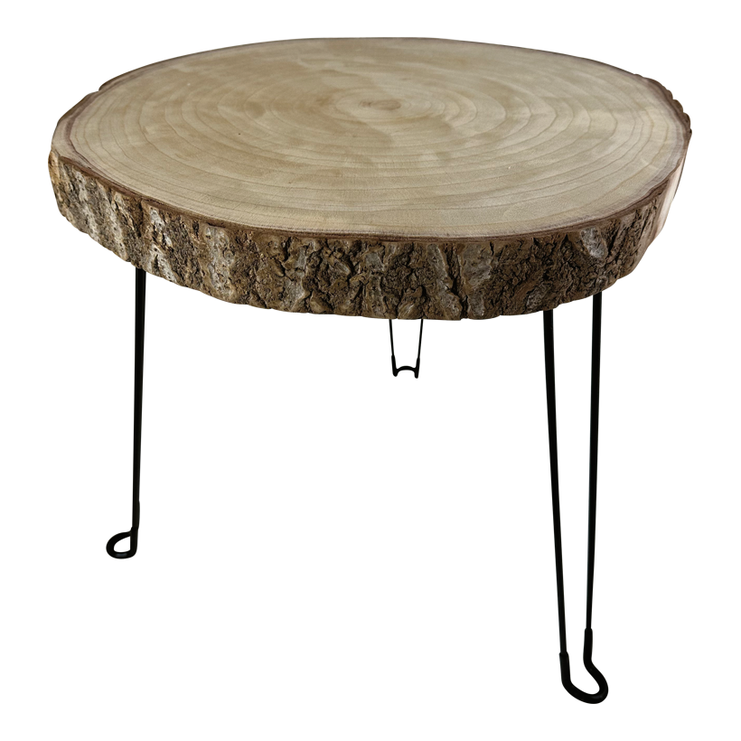 Table, Ø 45-53cm Höhe 47cm, Dicke: 3cm out of wood, with foldable metal feet