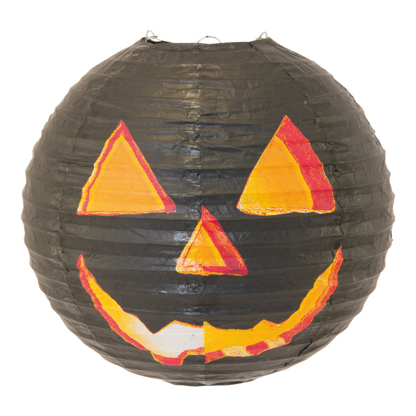 paper lantern, Ø 30cm with pumpkin face, foldable