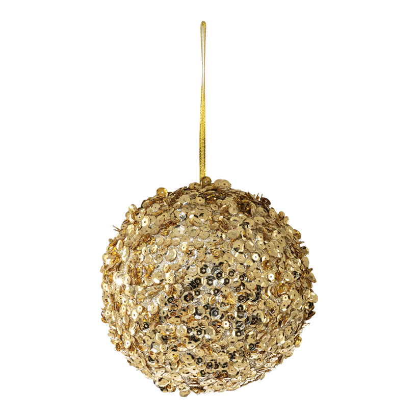 Kugel, Ø 15cm aus Styropor, mit Glitzer und Pailletten, mit Hänger