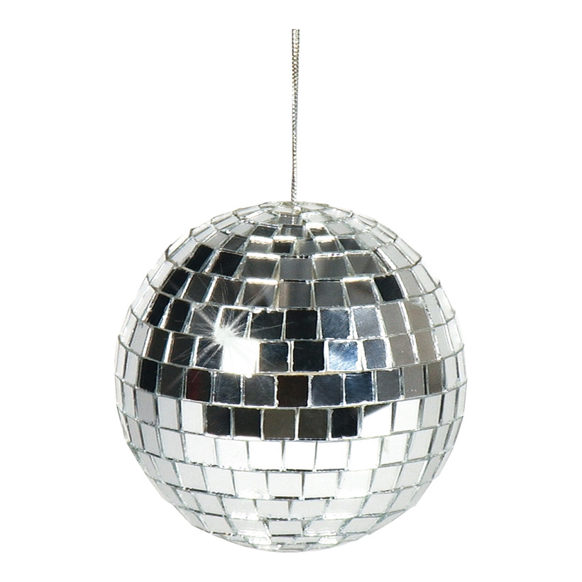 Boule à facette, argent 50gr., Ø 6cm, polystyrène avec plaquettes de miroir