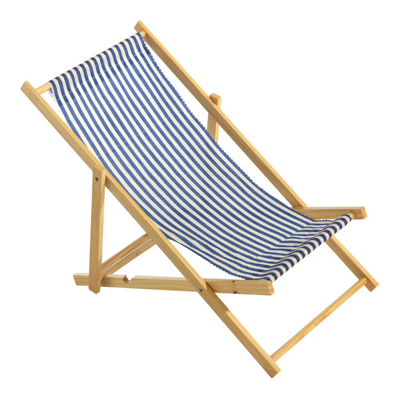 Deck chair, 25x52cm, striped, wood, cotton