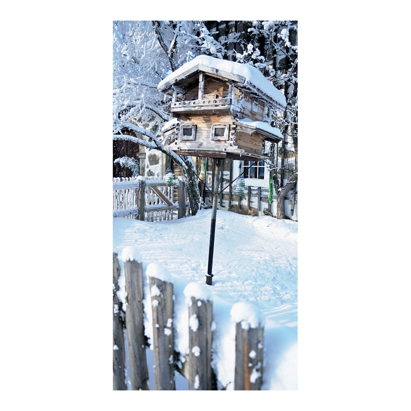 Banner Birdhouse in the snow, 80x200cm fabric