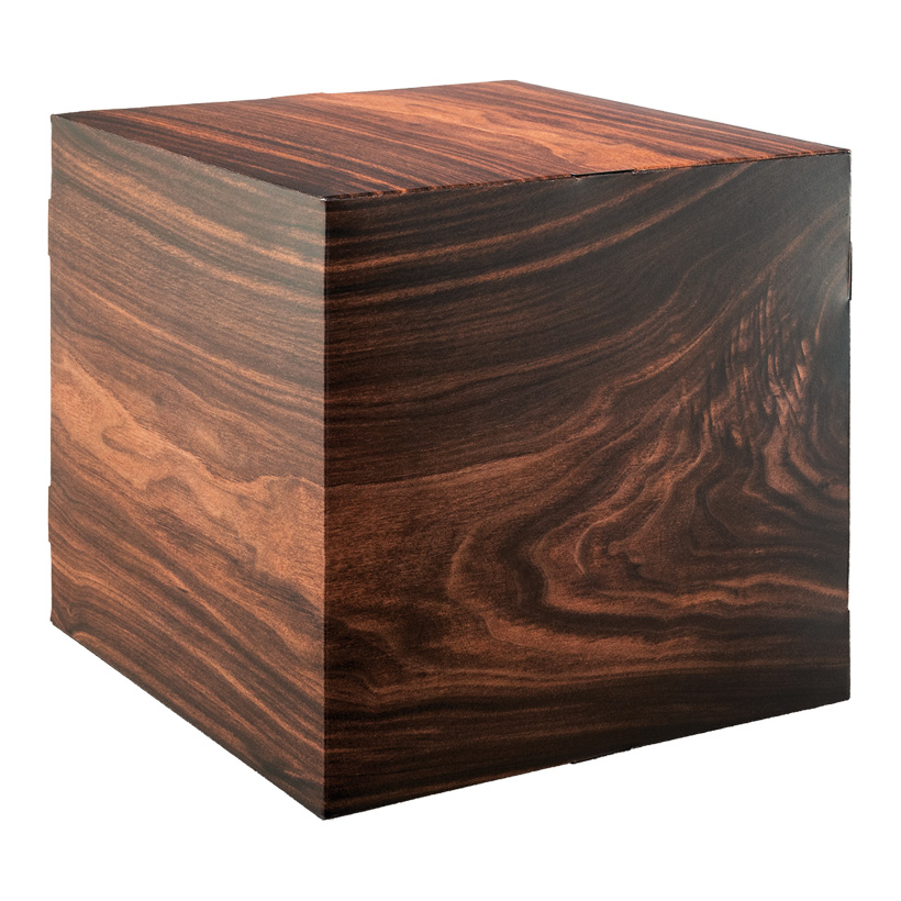 # Motif cube "wood", 32x32x32cm with stabilization inside (cardboard), high printing- & material quality, 450g/m², foldable cardboard