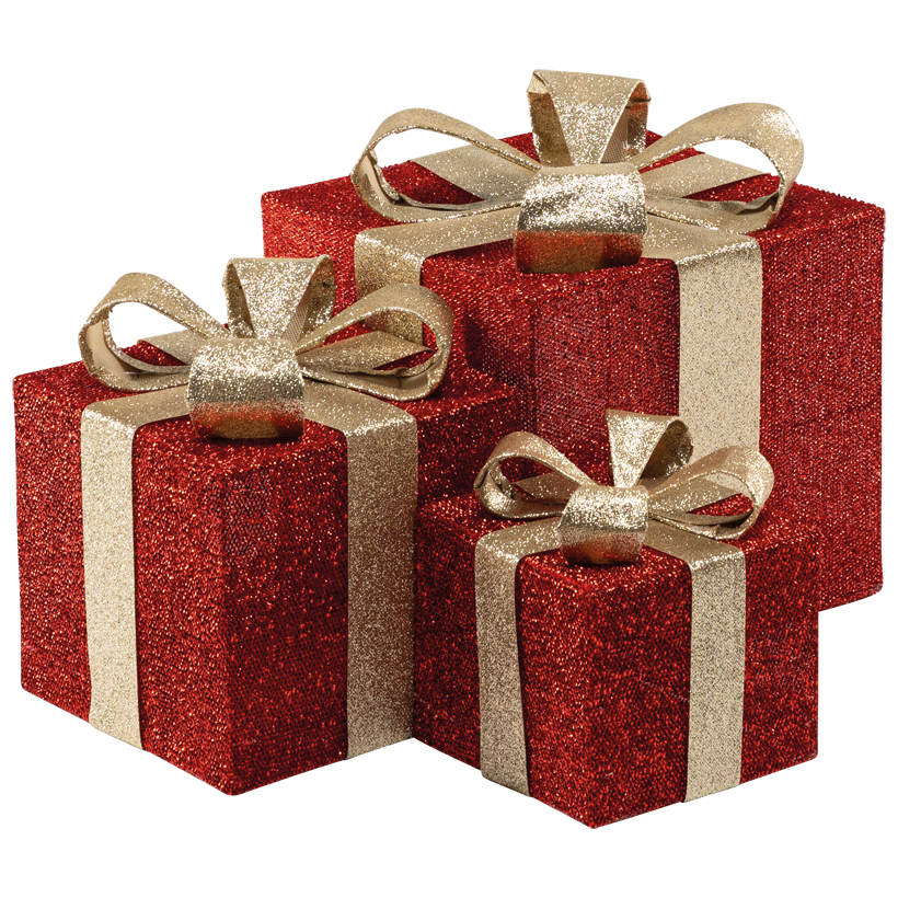 Gift boxes, 17x15x15cm, 25x20x20cm und 29x25x25cm 3 pcs./set, out of glitter fabric and metal, nestable