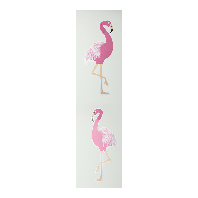 # Pendentif flamant rose, 98x22cm en carton, difficilement inflamable selon B1, coloré 2 côtés