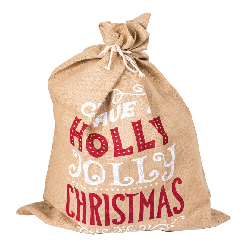 Jutesack, 80x100cm bedruckt, Holly Jolly Christmas