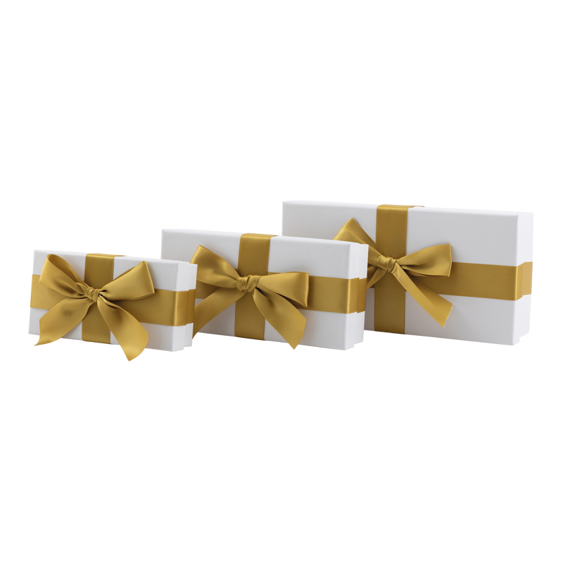 Geschenkboxen, 30x15x8cm,25x12x6cm 20x10x5cm 3 Stk./Set, mit Satinschleife, rechteckig, ineinander passend