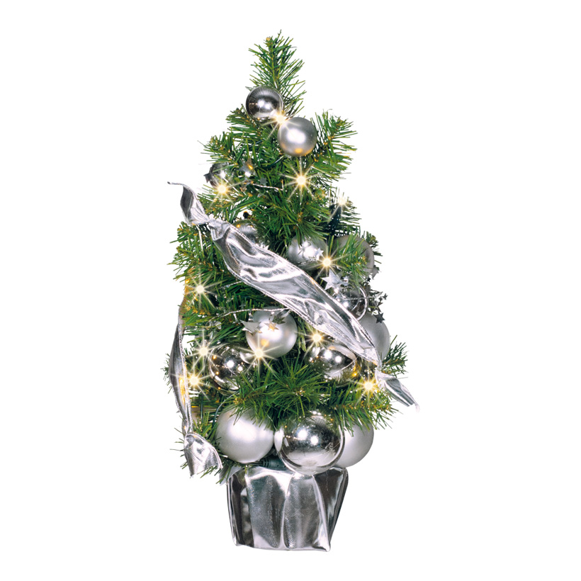 Christmas tree, Ø 45cm, decorated, with 20 LEDs, warm/white, Plug: 2,5A, 250V