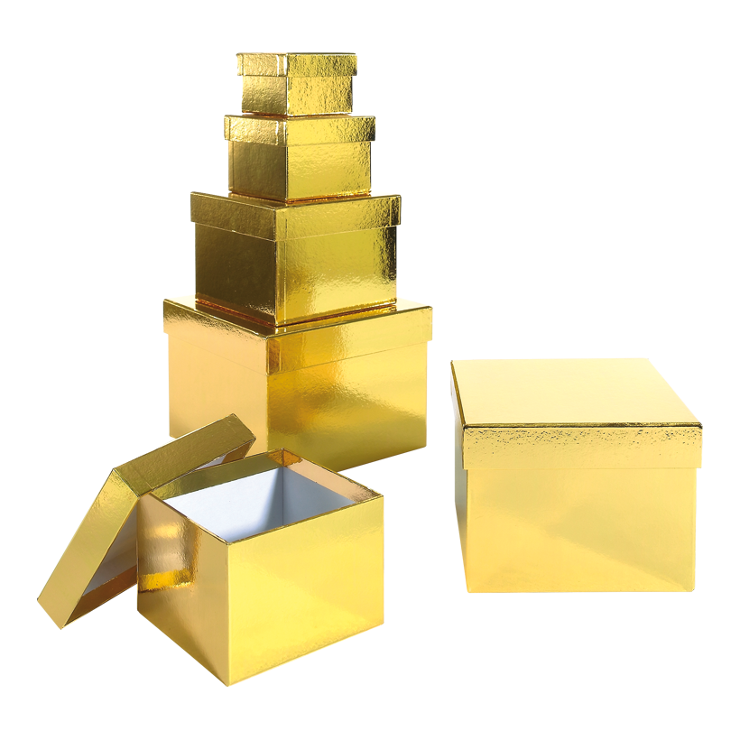 Gift boxes set of 6pcs, cardboard, 18x18x13cm - 16x16x11,5cm - 14x14x10cm - 12x12x8,5cm - 10x10x7cm - 8x8x5,5cm 6 pcs./set, square