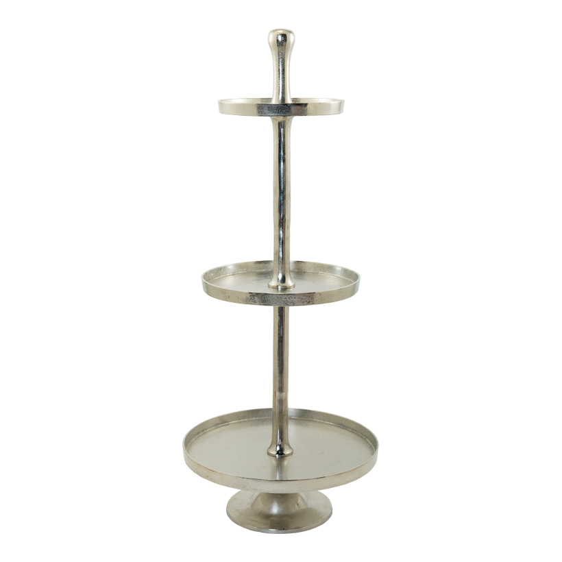 Etagere, H: 130cm Ø 60cm 3-tire, multi-part, made of aluminum and nickel