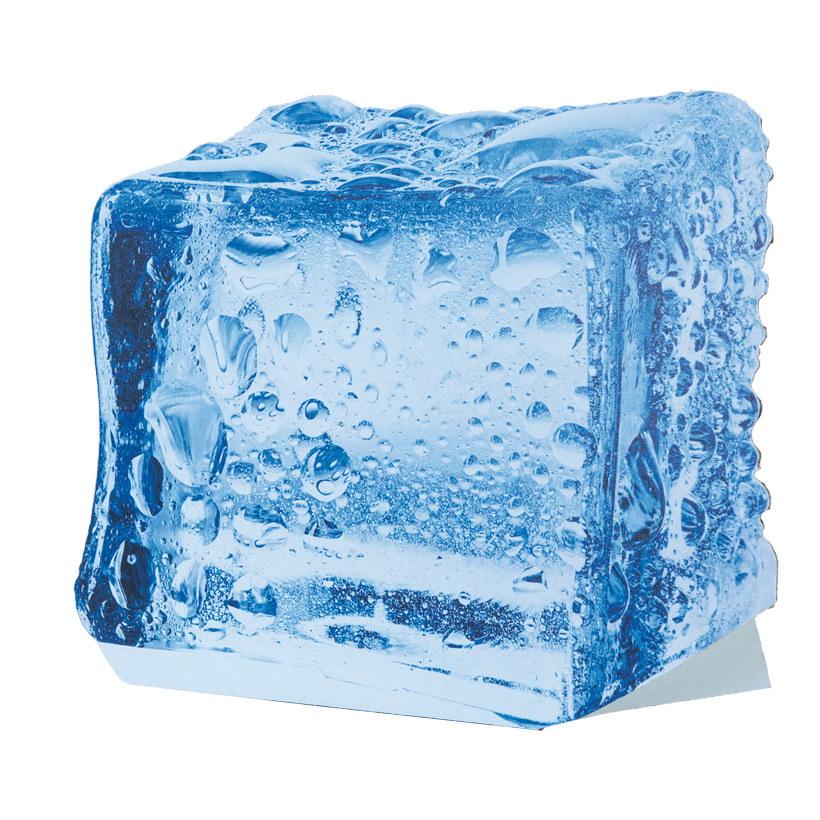 # Cut-out "Cube de glace", 27x22cm, avec support en carton pliable, en carton