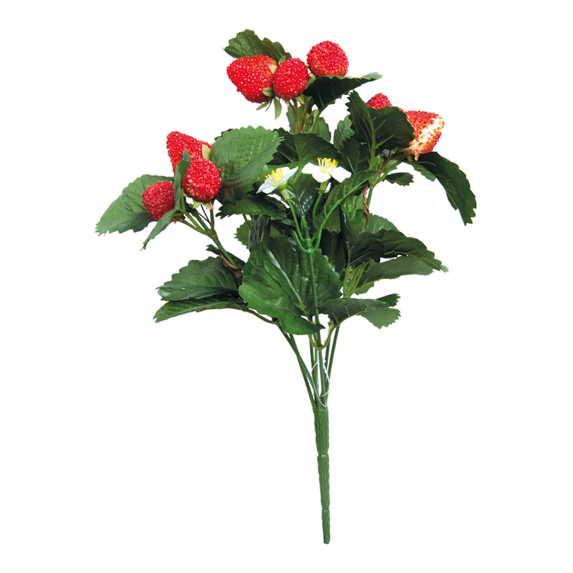 Bouquet de fraises, 33cm, 7x, avec 12 fraises et fleurs