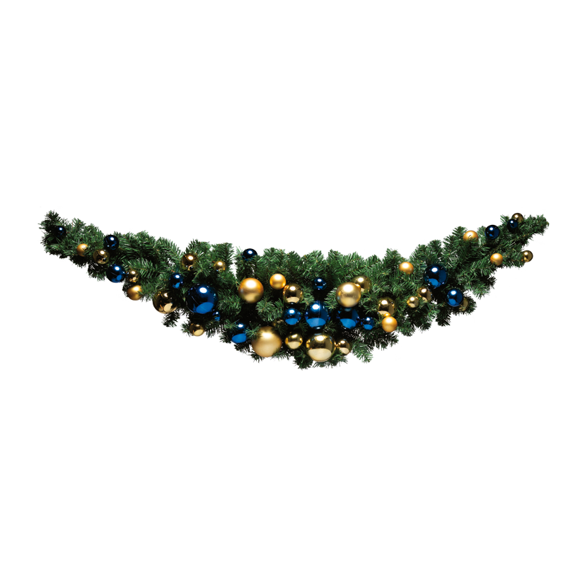 Fir swag, 180x40cm 200 tips, total 45 balls: 10x⌀ 4cm, 14x⌀ 5cm, 7x⌀ 6cm, 2x⌀ 7cm, 7x⌀ 8cm, 5x⌀ 10cm matt/shiny