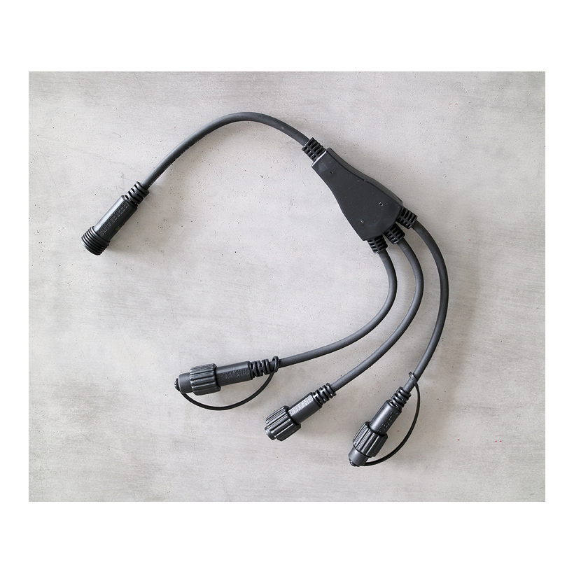 # LED Splitter Kabel, 50cm 3 Anschlüsse, Splitter Kabel aus Gummi für Lichterketten, IP44, für Innen- & Außenbereich, ohne Stecker