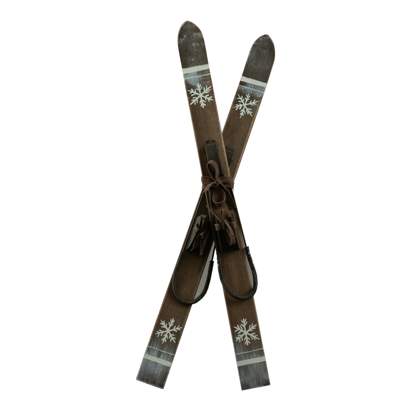 Paire de skis, 57x25x7cm en bois/métal