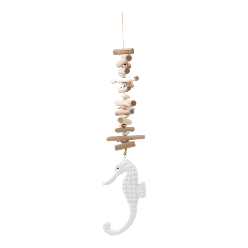 Hänger mit Seepferdchen und Muscheln, 70cm Länge ohne Hänger: 53cm aus Holz