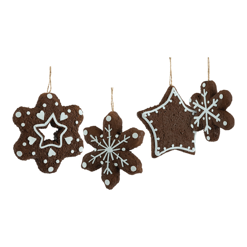 Lebkuchen, 10-12cm 4 Stk., aus Styropor, mit Hänger
