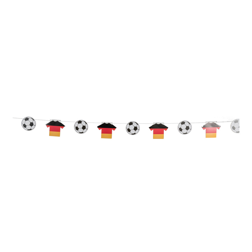 # Chaînes de football et maillots 300cm 7 ballons de foot 13 cm, 6 maillots, en carton