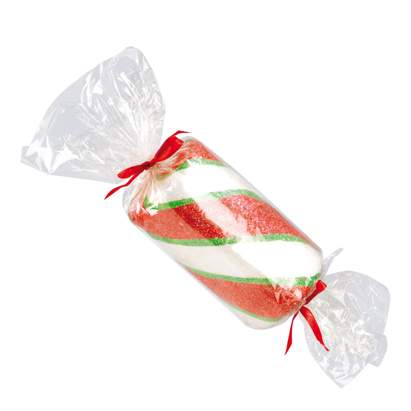 Candy with bow, 16x9cm, packed in cellophane foil, styrofoam