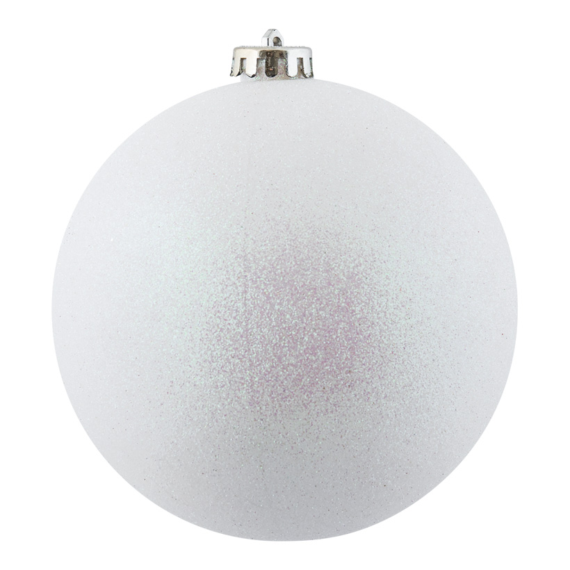 Boule de Noël, blanc, Ø 14cm avec gitter, en plastique