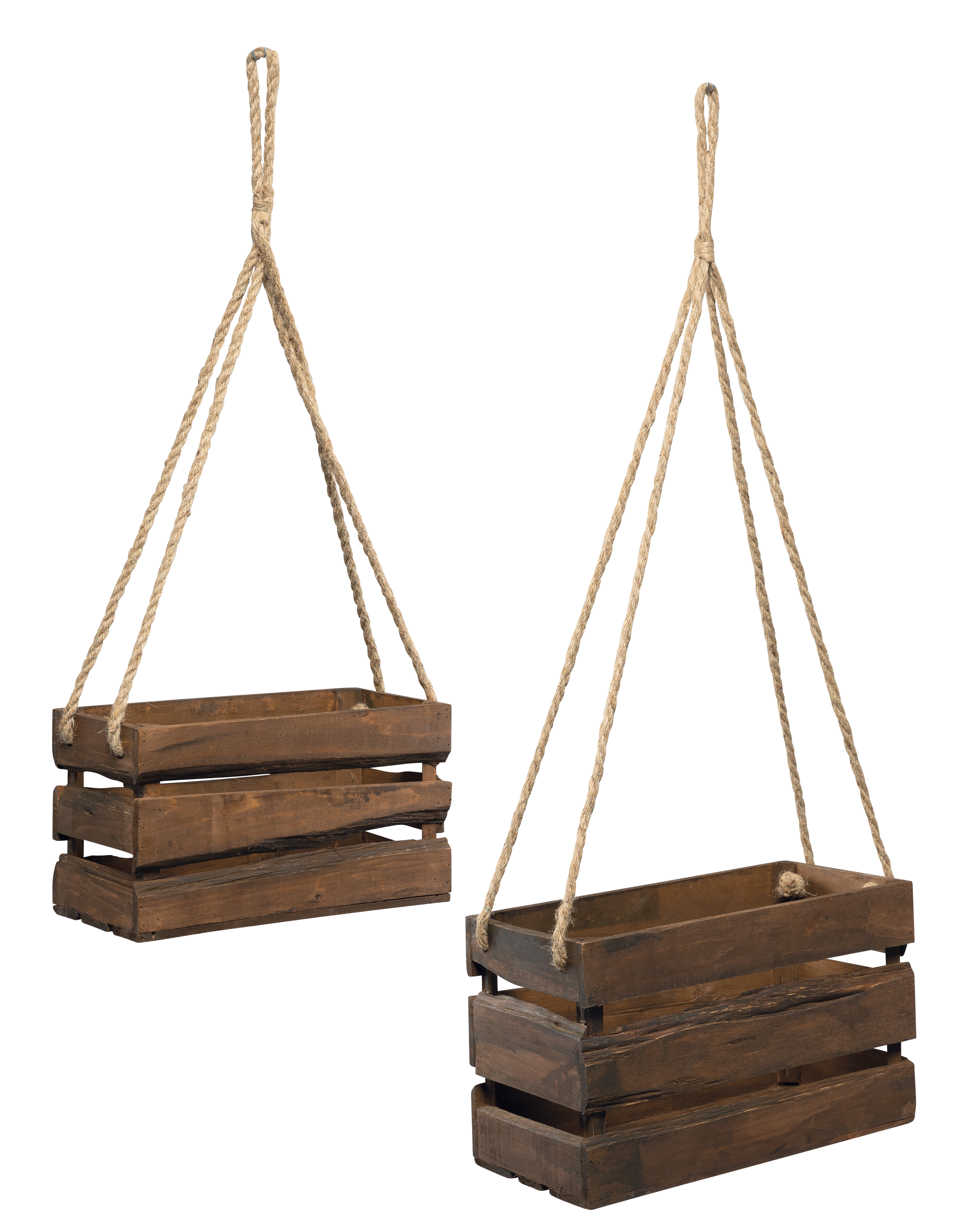 Plant boxes, 30x20x15cm 40x25x20cm set of 2, with hanger, made of wood